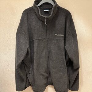 XXL Men's Columbia Sportswear dark gray fleece full zip unlined jacket SZ XXL